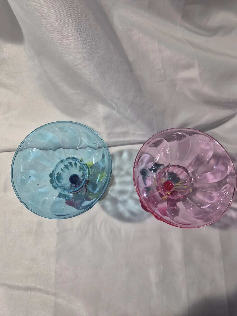 Blue and Pink With Floral Plastic  Margarita Goblets